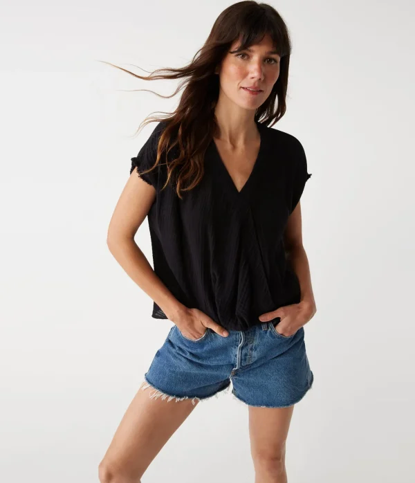 Michael Stars Evie Gauze Surplice Top- Tops, Blouses & Shirts