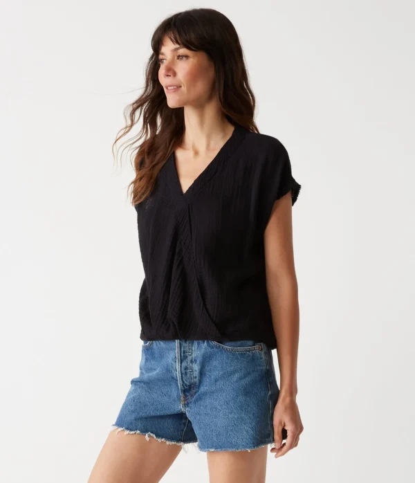 Michael Stars Evie Gauze Surplice Top- Tops, Blouses & Shirts