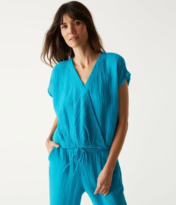 Michael Stars Evie Gauze Surplice Top- Tops, Blouses & Shirts