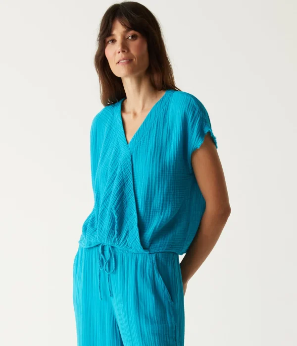 Michael Stars Evie Gauze Surplice Top- Tops, Blouses & Shirts