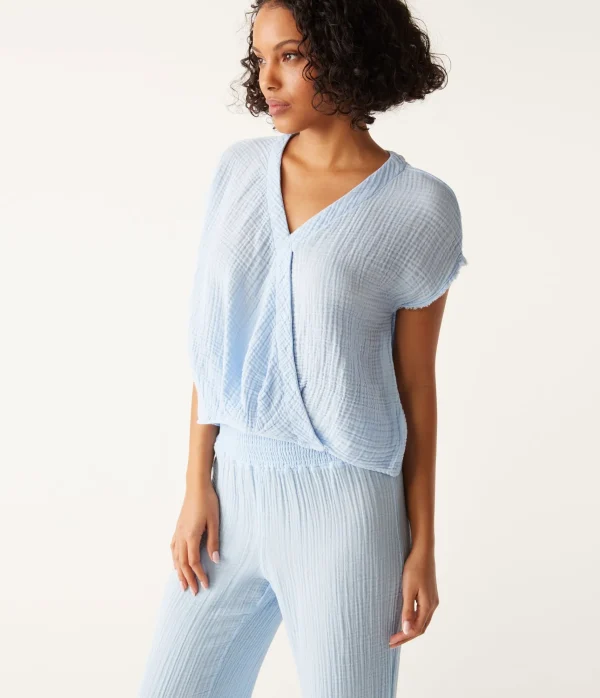 Michael Stars Evie Gauze Surplice Top- Tops, Blouses & Shirts