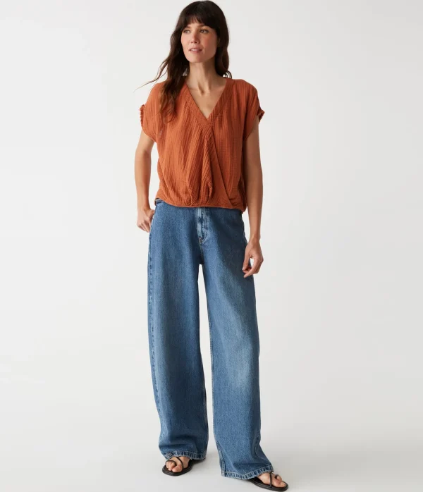 Michael Stars Evie Gauze Surplice Top- Tops, Blouses & Shirts