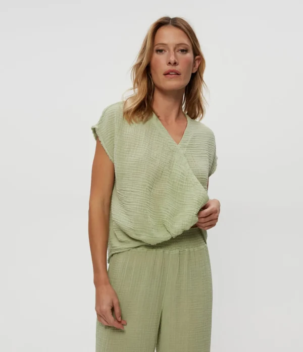 Michael Stars Evie Gauze Surplice Top- Tops, Blouses & Shirts