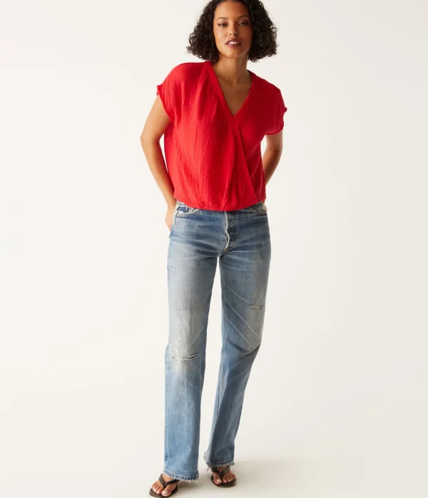 Michael Stars Evie Gauze Surplice Top- Tops, Blouses & Shirts