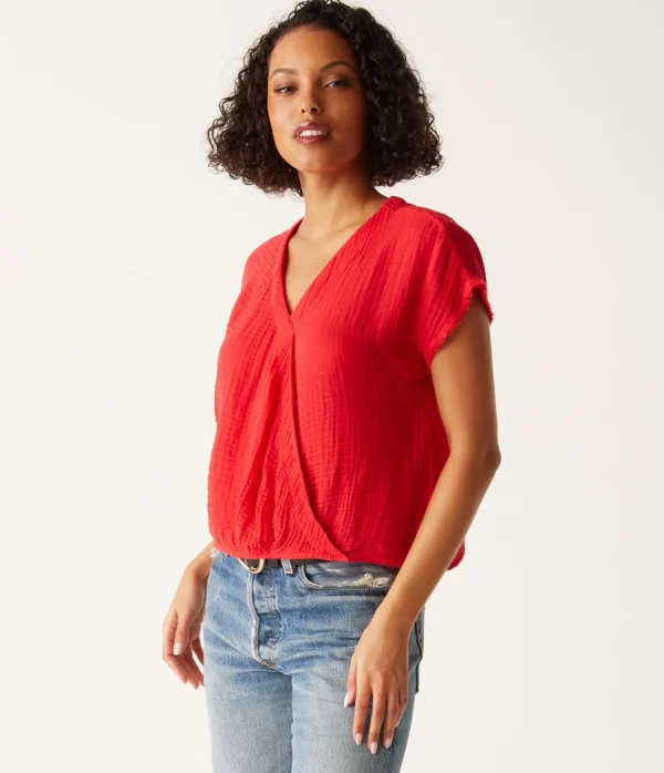 Michael Stars Evie Gauze Surplice Top- Tops, Blouses & Shirts