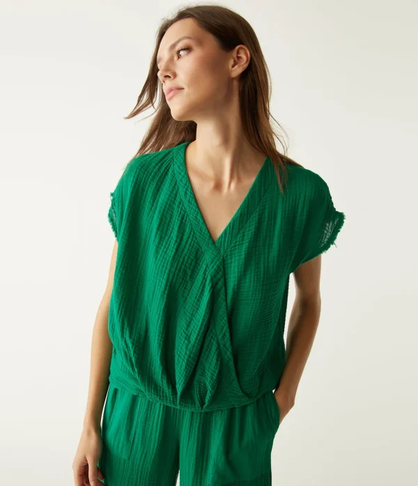 Michael Stars Evie Gauze Surplice Top- Tops, Blouses & Shirts