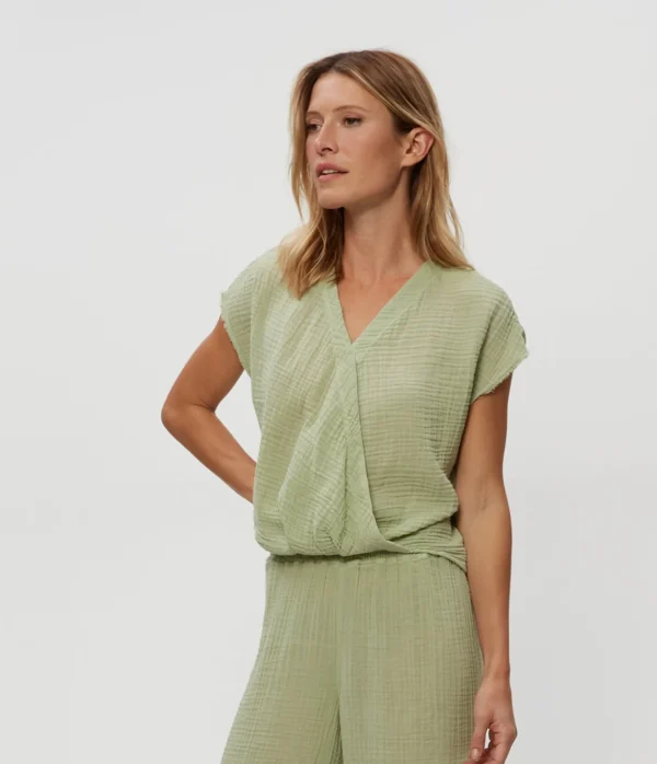 Michael Stars Evie Gauze Surplice Top- Tops, Blouses & Shirts