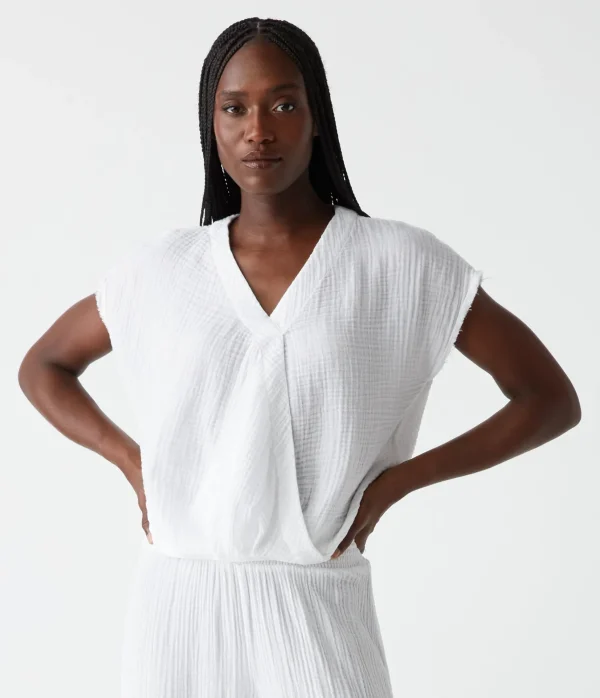Michael Stars Evie Gauze Surplice Top- Tops, Blouses & Shirts