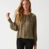 Michael Stars Fabi Hammered Satin Top- Tops, Blouses & Shirts