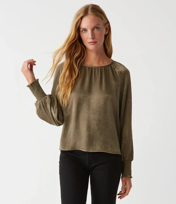 Michael Stars Fabi Hammered Satin Top- Tops, Blouses & Shirts
