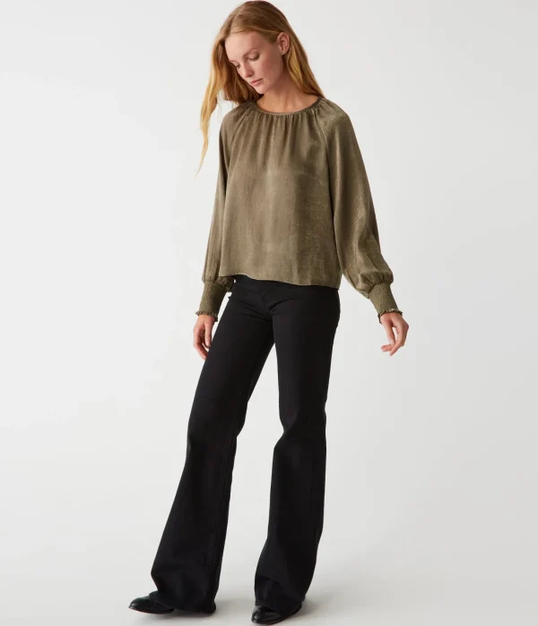 Michael Stars Fabi Hammered Satin Top- Tops, Blouses & Shirts