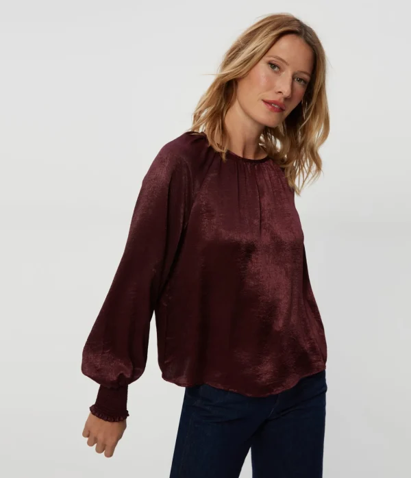 Michael Stars Fabi Hammered Satin Top- Tops, Blouses & Shirts