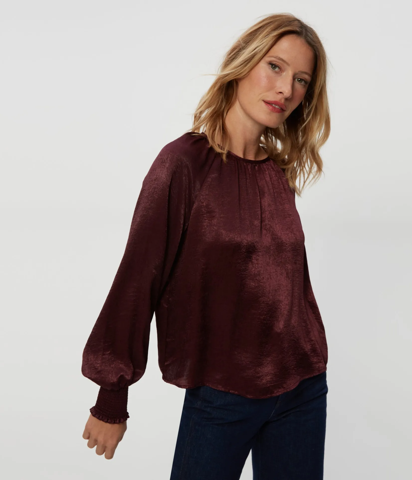 fabi_hammered_satin_top_4.webp Michael Stars Fabi Hammered Satin Top- Tops, Blouses & Shirts