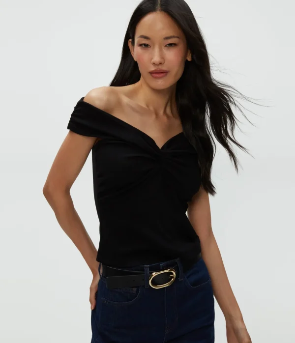 Michael Stars Gabbriette Twist Front Top- Tops, Blouses & Shirts | Ultra Rib T-Shirts