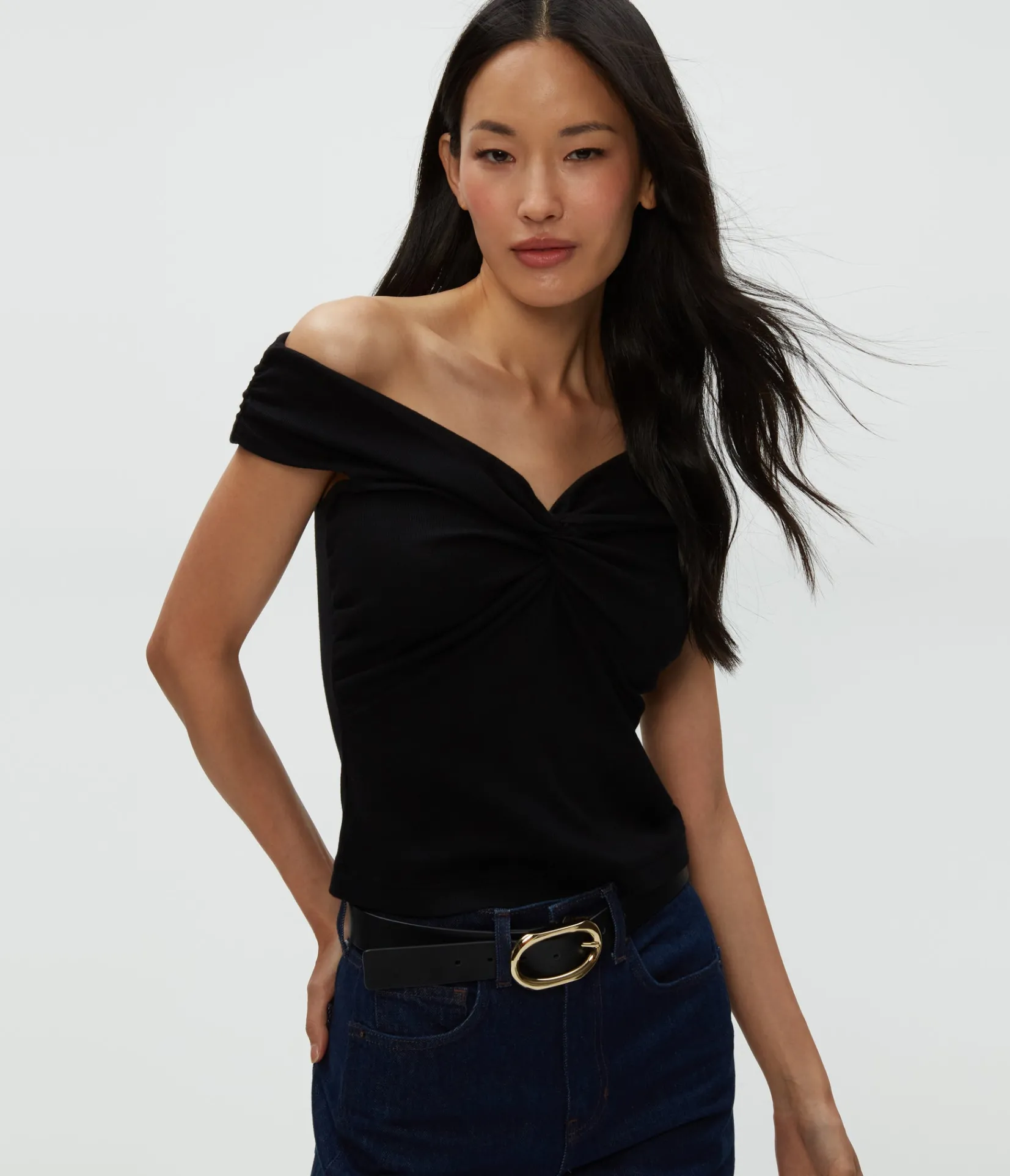 gabbriette_twist_front_top_0.webp Michael Stars Gabbriette Twist Front Top- Tops, Blouses & Shirts | Ultra Rib T-Shirts