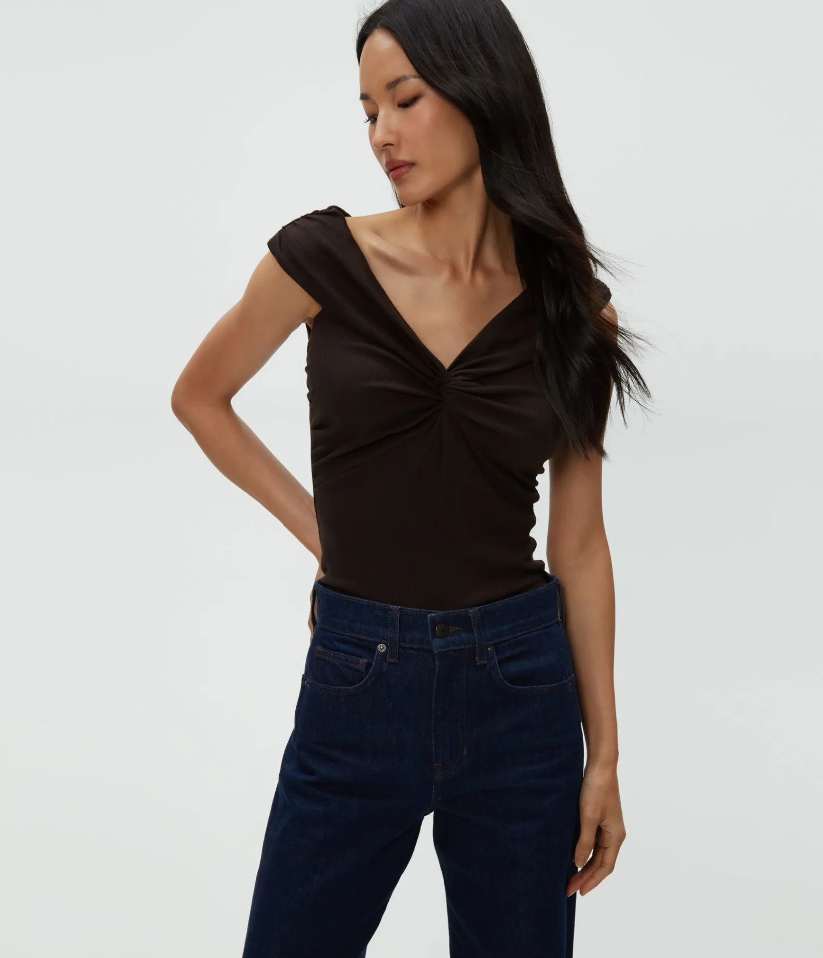 gabbriette_twist_front_top_10.webp Michael Stars Gabbriette Twist Front Top- Tops, Blouses & Shirts | Ultra Rib T-Shirts