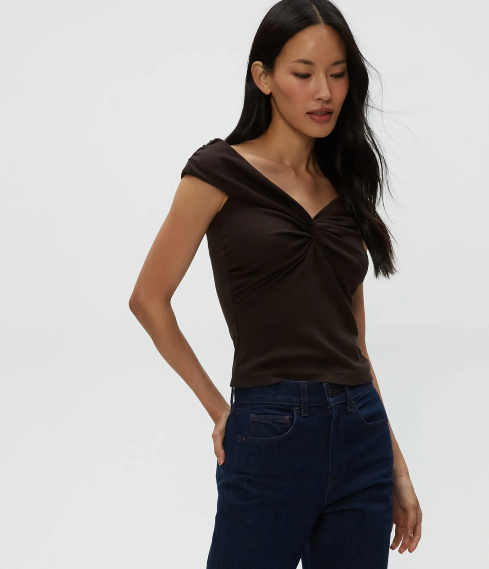 gabbriette_twist_front_top_12.webp Michael Stars Gabbriette Twist Front Top- Tops, Blouses & Shirts | Ultra Rib T-Shirts