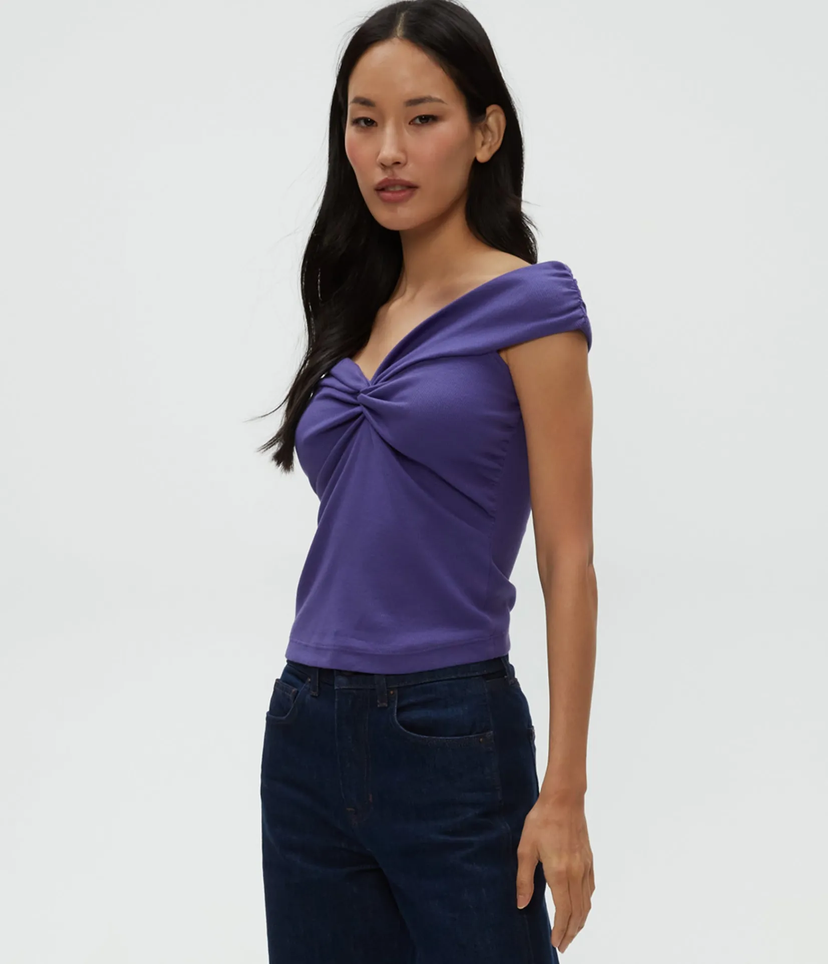 gabbriette_twist_front_top_16.webp Michael Stars Gabbriette Twist Front Top- Tops, Blouses & Shirts | Ultra Rib T-Shirts