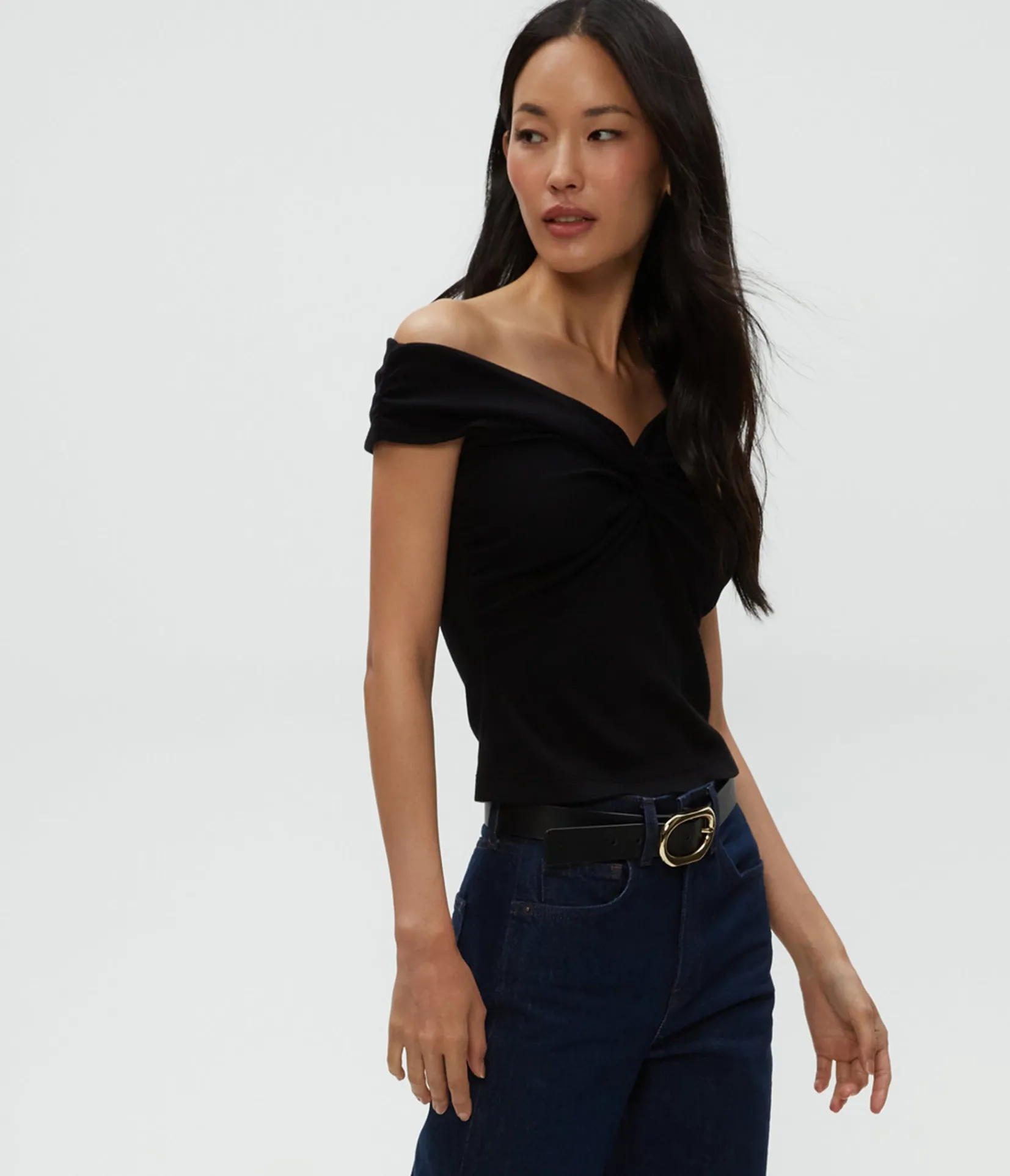 gabbriette_twist_front_top_2.webp Michael Stars Gabbriette Twist Front Top- Tops, Blouses & Shirts | Ultra Rib T-Shirts