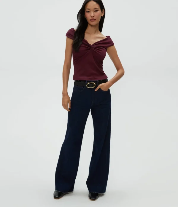 Michael Stars Gabbriette Twist Front Top- Tops, Blouses & Shirts | Ultra Rib T-Shirts