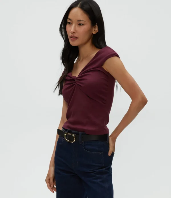 Michael Stars Gabbriette Twist Front Top- Tops, Blouses & Shirts | Ultra Rib T-Shirts