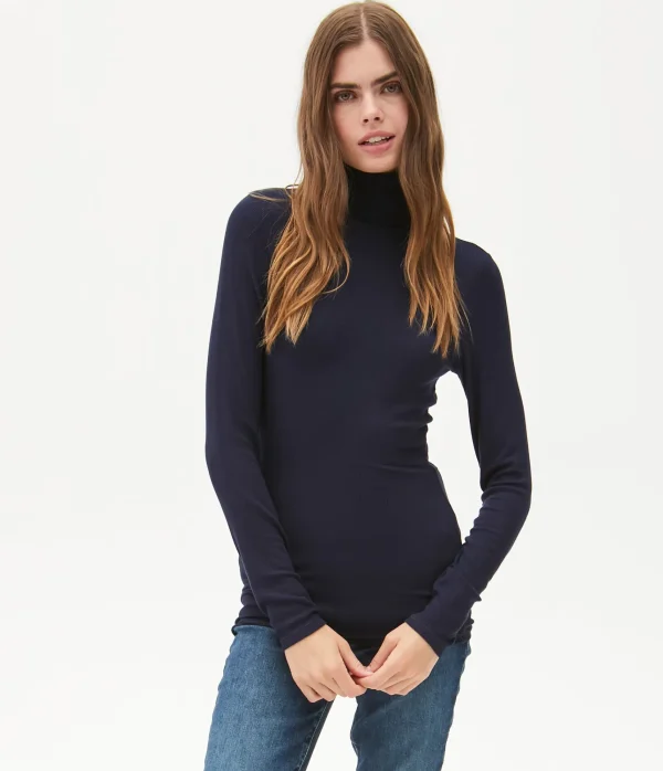 Michael Stars Gail Ribbed Turtleneck- T-Shirts