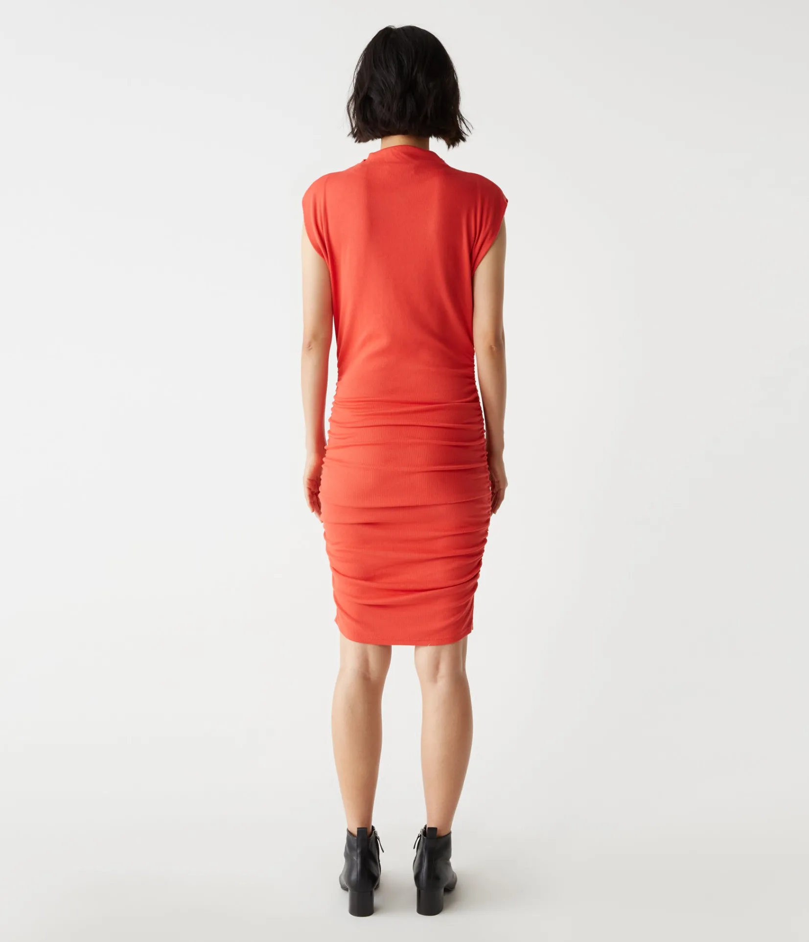 gia_ribbed_power_shoulder_dress_19.webp Michael Stars Gia Ribbed Power Shoulder Dress- Dresses | Knee Length Dresses