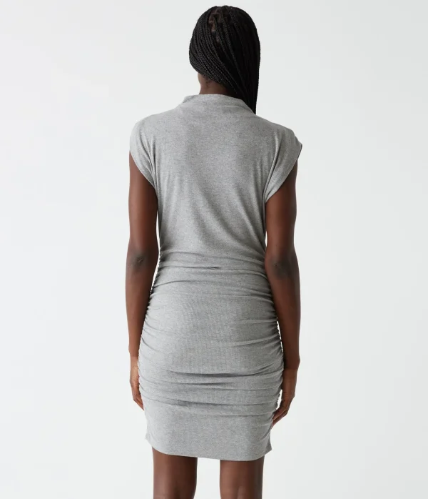 Michael Stars Gia Ribbed Power Shoulder Dress- Dresses | Knee Length Dresses