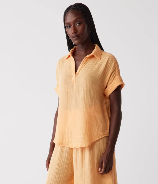 Michael Stars Gigi Gauze Popover Top- Tops, Blouses & Shirts