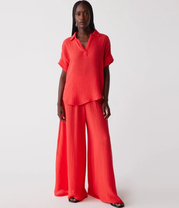 Michael Stars Gigi Gauze Popover Top- Tops, Blouses & Shirts