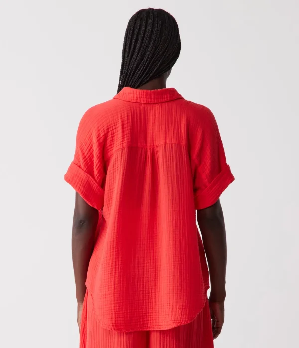 Michael Stars Gigi Gauze Popover Top- Tops, Blouses & Shirts