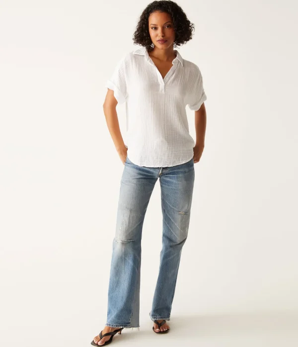 Michael Stars Gigi Gauze Popover Top- Tops, Blouses & Shirts