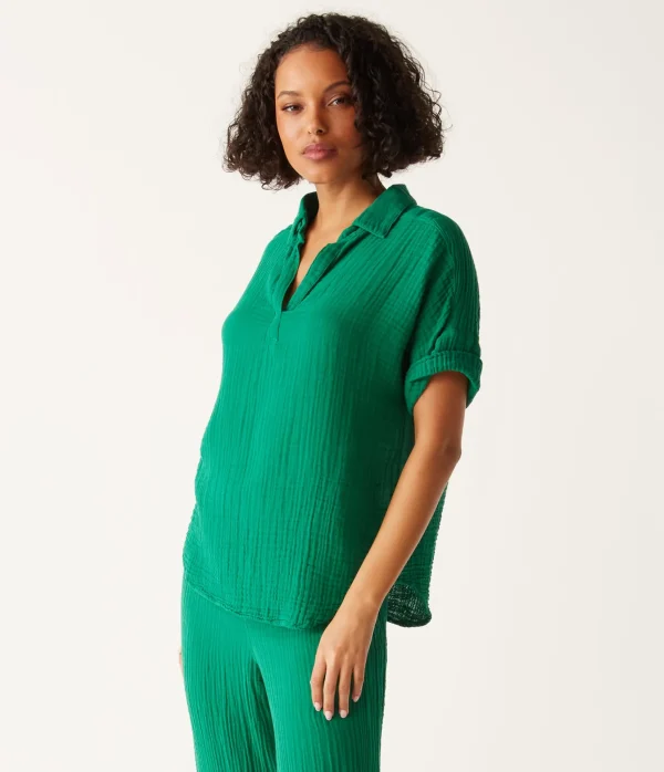 Michael Stars Gigi Gauze Popover Top- Tops, Blouses & Shirts