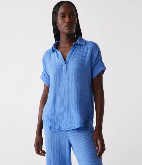 Michael Stars Gigi Gauze Popover Top- Tops, Blouses & Shirts