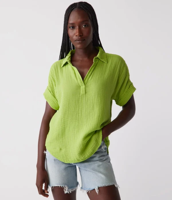 Michael Stars Gigi Gauze Popover Top- Tops, Blouses & Shirts