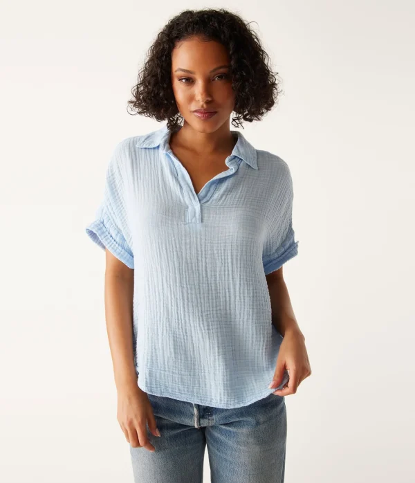 Michael Stars Gigi Gauze Popover Top- Tops, Blouses & Shirts