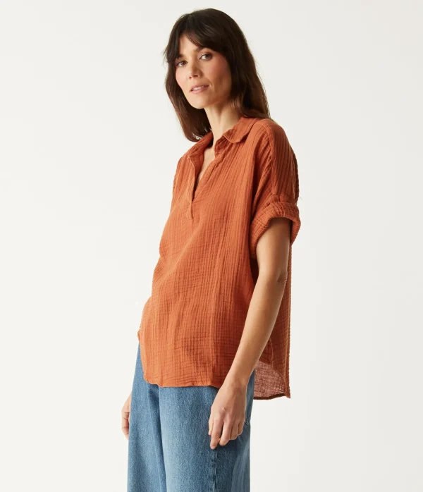 Michael Stars Gigi Gauze Popover Top- Tops, Blouses & Shirts
