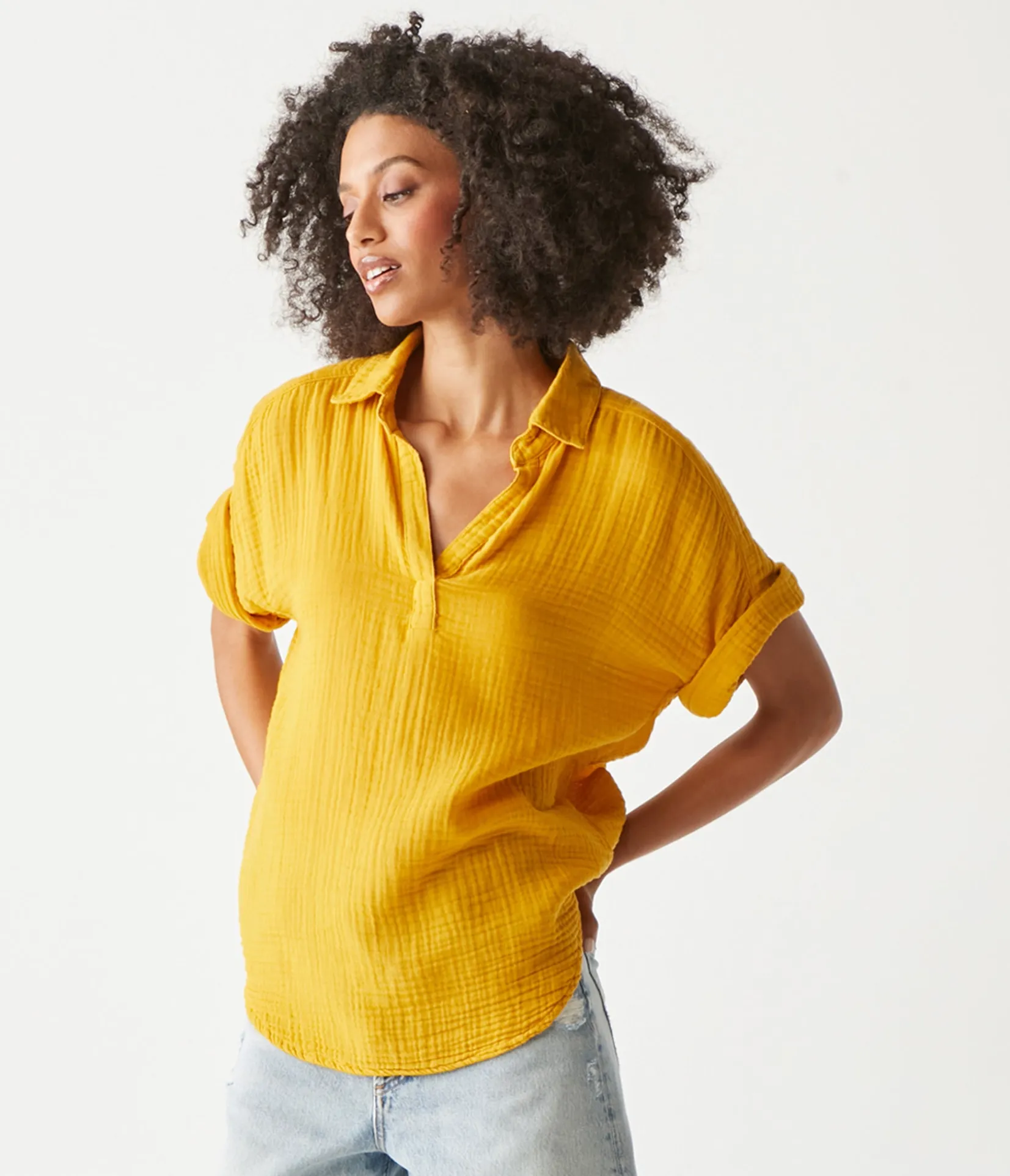 gigi_gauze_popover_top_48.webp Michael Stars Gigi Gauze Popover Top- Tops, Blouses & Shirts