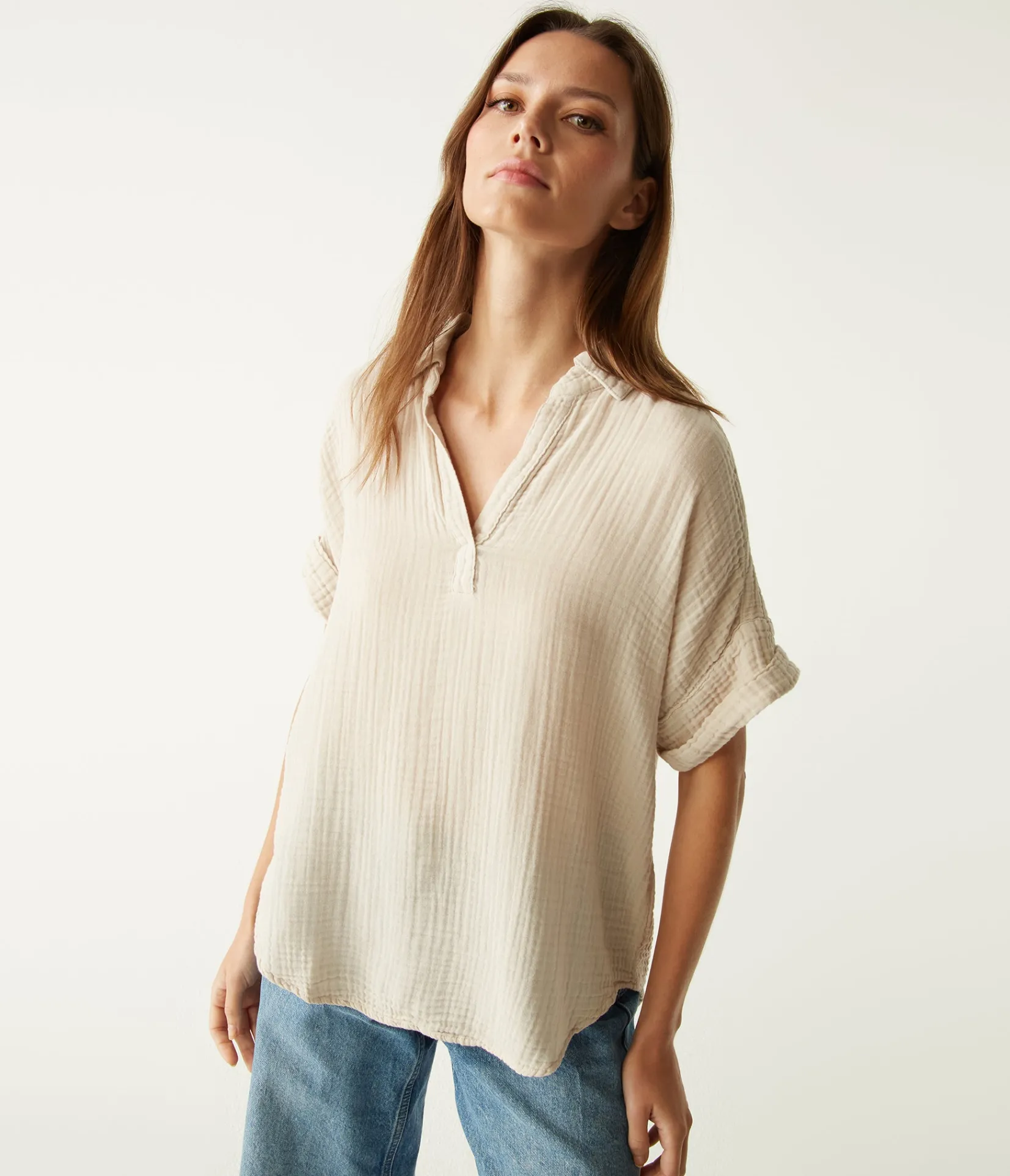 gigi_gauze_popover_top_5.webp Michael Stars Gigi Gauze Popover Top- Tops, Blouses & Shirts