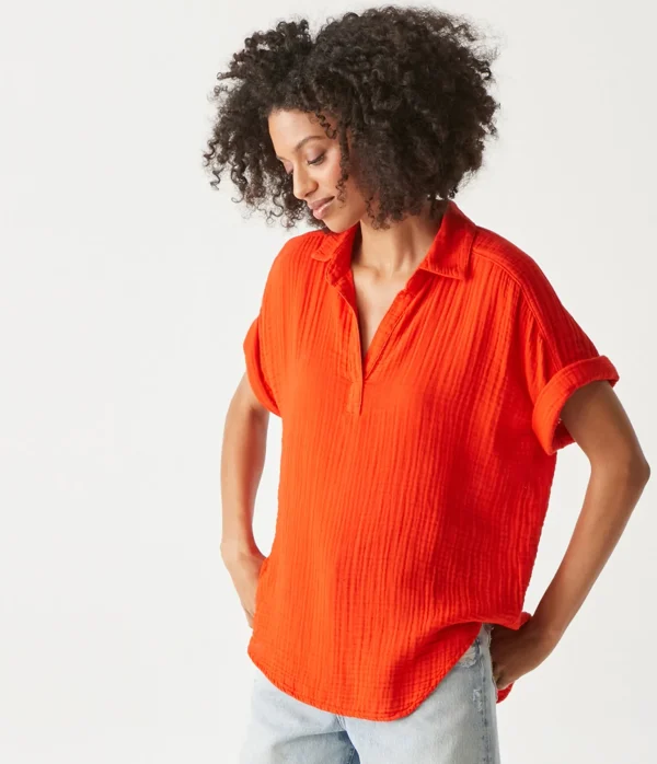 Michael Stars Gigi Gauze Popover Top- Tops, Blouses & Shirts