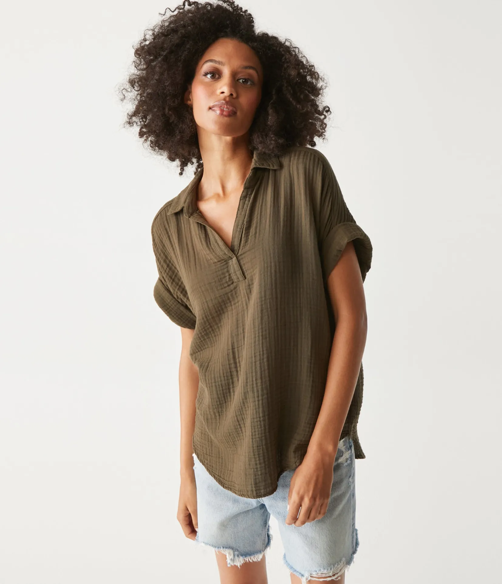 gigi_gauze_popover_top_60.webp Michael Stars Gigi Gauze Popover Top- Tops, Blouses & Shirts
