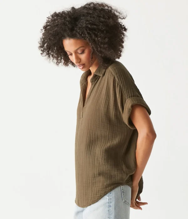 Michael Stars Gigi Gauze Popover Top- Tops, Blouses & Shirts