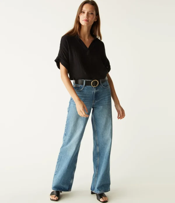 Michael Stars Gigi Gauze Popover Top- Tops, Blouses & Shirts