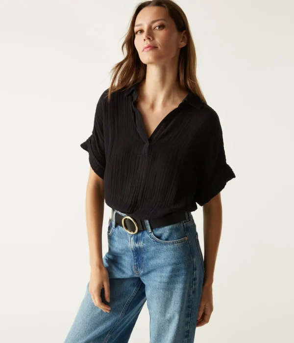 Michael Stars Gigi Gauze Popover Top- Tops, Blouses & Shirts