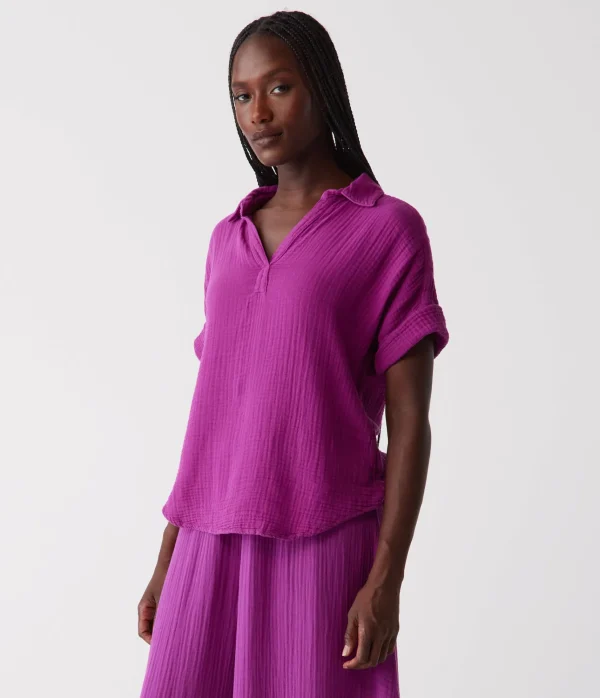 Michael Stars Gigi Gauze Popover Top- Tops, Blouses & Shirts