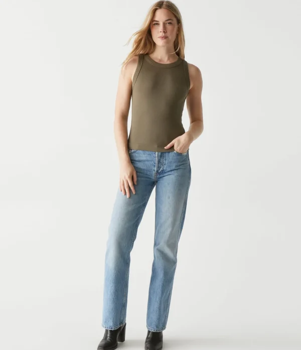 Michael Stars Gina Ribbed Crop Tank- Tank Tops | Ultra Rib T-Shirts
