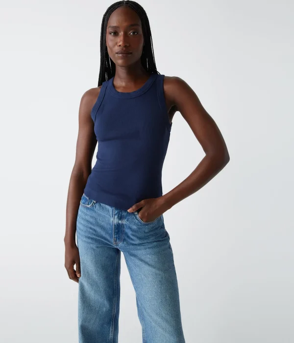 Michael Stars Gina Ribbed Crop Tank- Tank Tops | Ultra Rib T-Shirts
