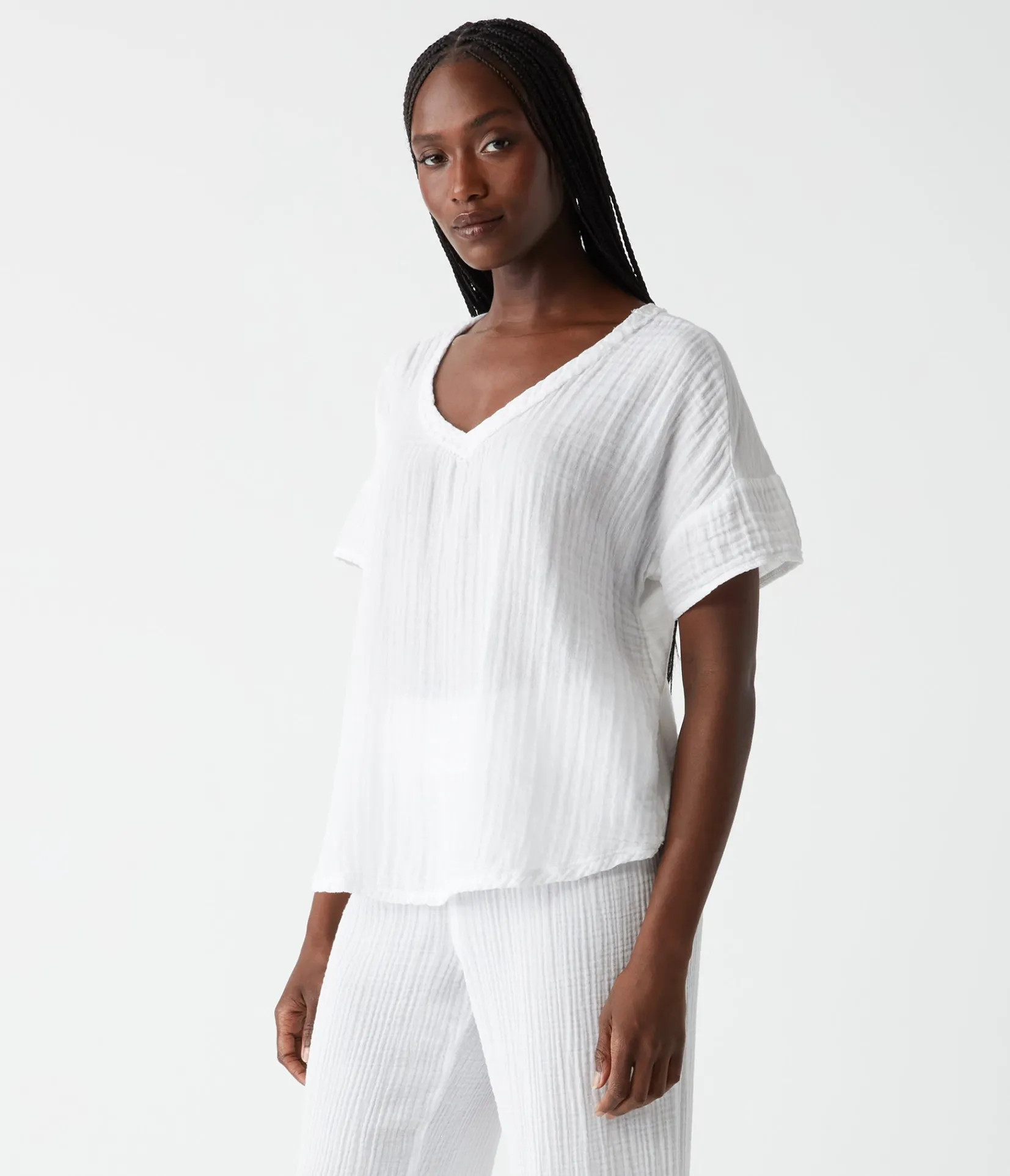 gretna_fabric_mixed_tee_2.webp Michael Stars Gretna Fabric Mixed Tee- T-Shirts | Supima Cotton T-Shirts