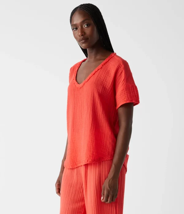 Michael Stars Gretna Fabric Mixed Tee- T-Shirts | Supima Cotton T-Shirts