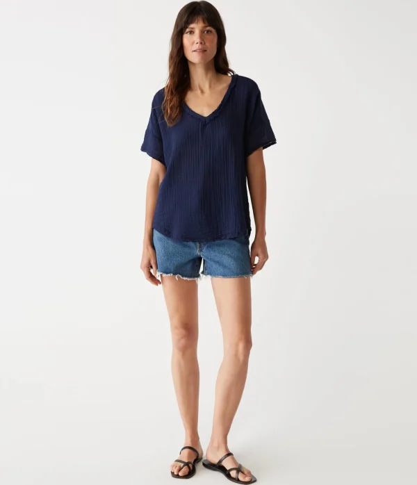 Michael Stars Gretna Fabric Mixed Tee- T-Shirts | Supima Cotton T-Shirts